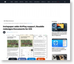 Instapaper adds AirPlay support, Readdle redesigns Documents for iOS