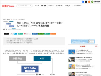 「NTT, Inc.」「NTT Limited」がNTTデータ傘下に--NTTがグローバル事業を再編 - CNET Japan