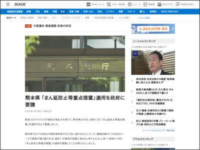 熊本県 「まん延防止等重点措置」適用を政府に要請 - NHK NEWS WEB
