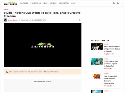 Studio Trigger's CEO Wants To Take Risks, Enable Creative Freedom - Siliconera http://www.siliconera.com/2014/06/18/studio-triggers-ceo-wants-take-risks-enable-creative-freedom/