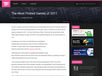 http://torrentfreak.com/top-10-most-pirated-games-of-2011-111230/