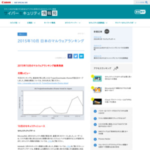 マルウェアランキング 2015年10月（日本のランキング）