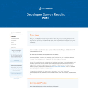 Stack Overflow Developer Survey 2016