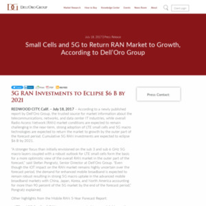SMALL CELLS AND 5G TO RETURN RAN MARKET TO GROWTH
