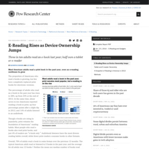 E-Reading Rises as Device Ownership Jumps