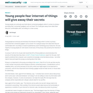 Young people fear internet of things will give away their secrets