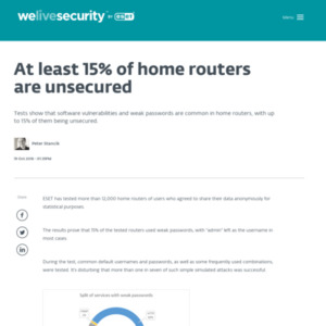 At least 15% of home routers are unsecured