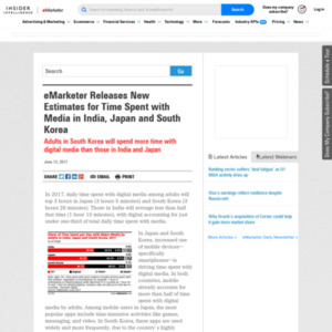 eMarketer Releases New Estimates for Time Spent with Media in India, Japan and South Korea