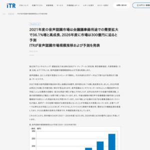 ITRが音声認識市場規模推移および予測を発表
