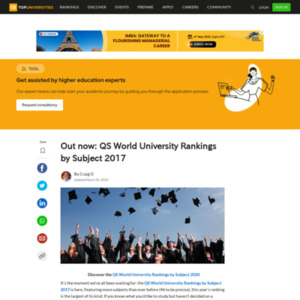 QS World University Rankings by Subject 2017
