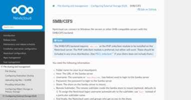 SMB/CIFS — Nextcloud latest Administration Manual latest documentation
