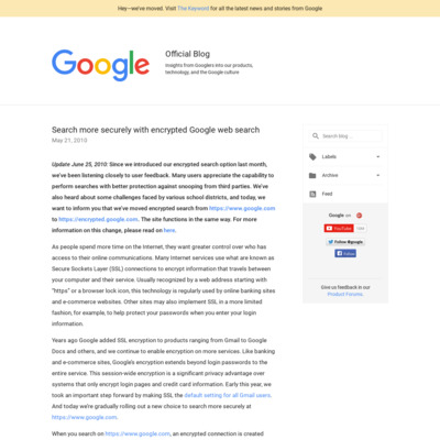 Search more securely with encrypted Google web search